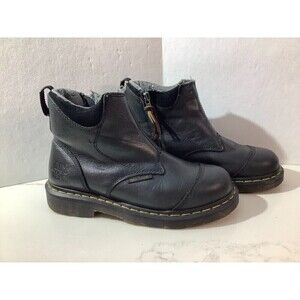 Women's Doc Marten Zone Industrial Leather Work Boots Size 6M Side Zip Black